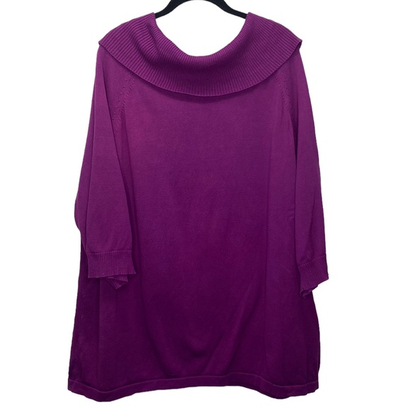 Catherines Sweaters - Catherines Purple Cowl Neck Cotton 3/4 Sleeve Sweater Size 22/24W